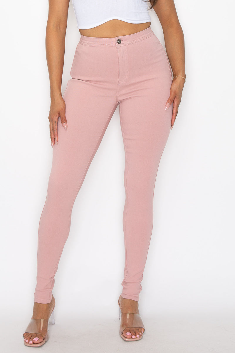 Jocelyn High Rise Stretch Skinny Pants - Pink - 2 Cute