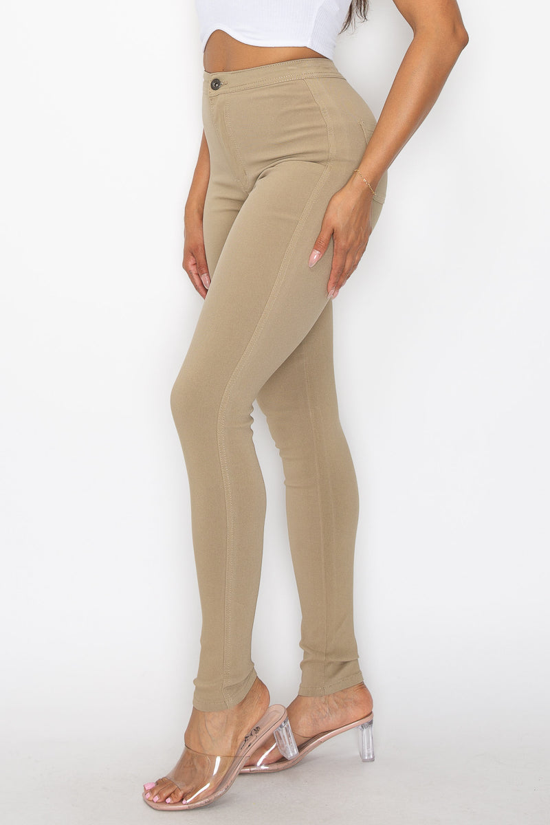 Jocelyn High Rise Stretch Skinny Pants - Khaki - 2 Cute