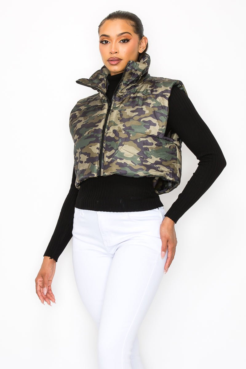 Can't Catch Me Puffer Vest - Camo - 2 Cute