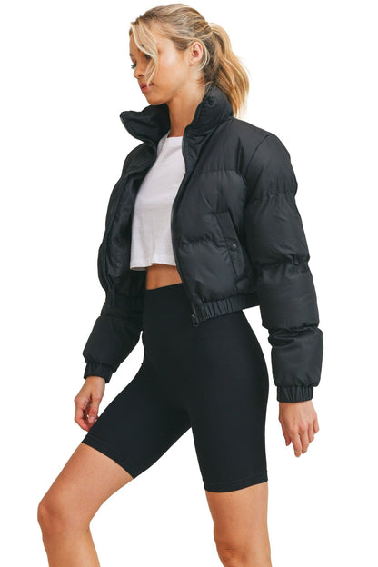 Couldn't Be Me Cropped Puffer Jacket - Black - 2 Cute