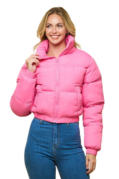 Couldn't Be Me Cropped Puffer Jacket - Pink - 2 Cute