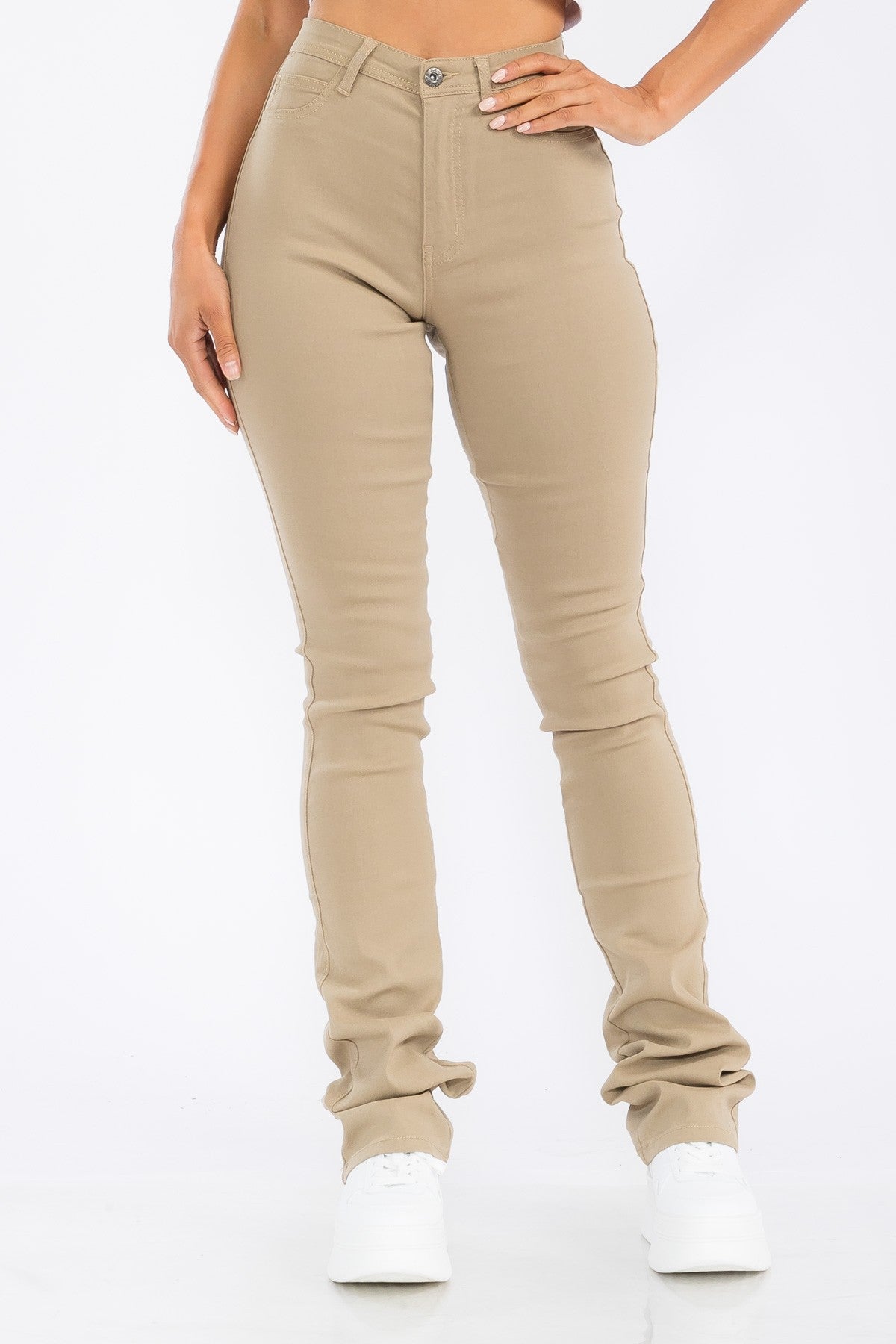 Do It Right Stacked Pant - Khaki - 2 Cute