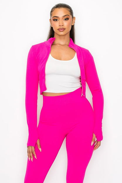 Feeling Myself Ribbed Legging Set - Fuschia - 2 Cute