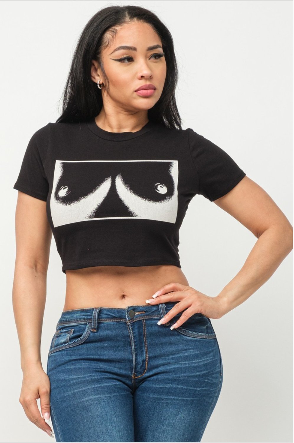 Free The Nips Tee - Black - 2 Cute