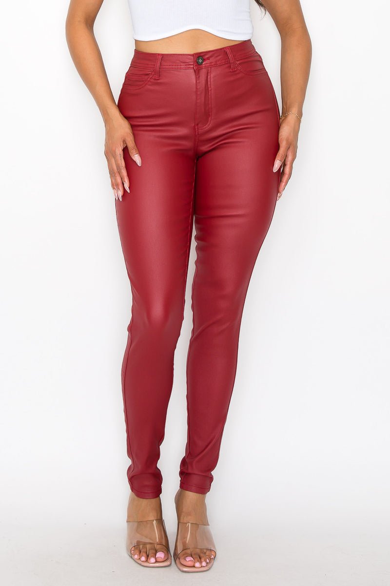 I Dare You Faux Leather Pants - Burgundy - 2 Cute