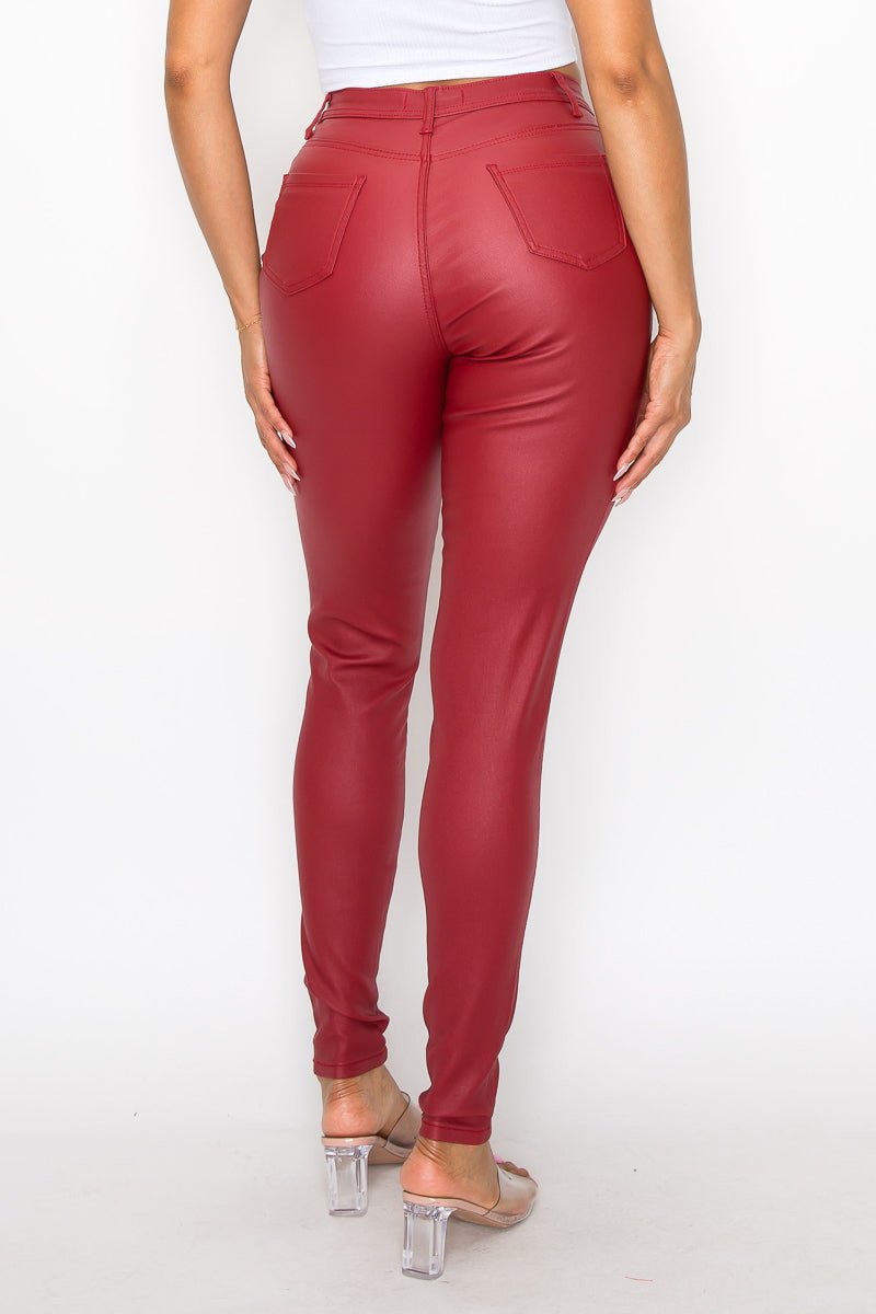 I Dare You Faux Leather Pants - Burgundy - 2 Cute