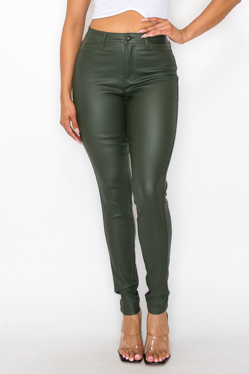 I Dare You Faux Leather Pants - Olive - 2 Cute