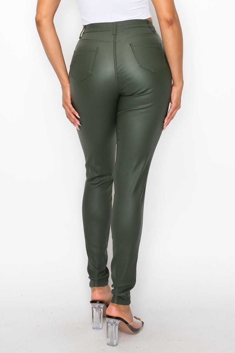 I Dare You Faux Leather Pants - Olive - 2 Cute