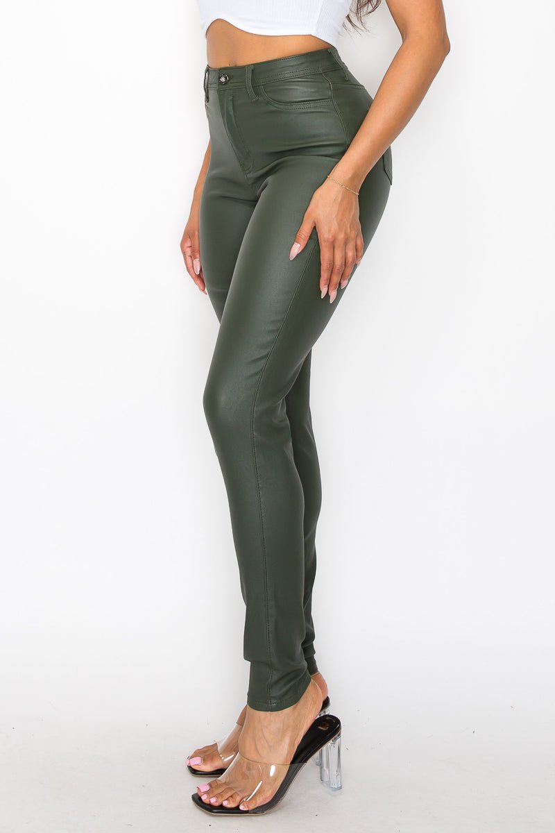 I Dare You Faux Leather Pants - Olive - 2 Cute