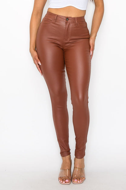 I Dare You Faux Leather Pants - Rust - 2 Cute