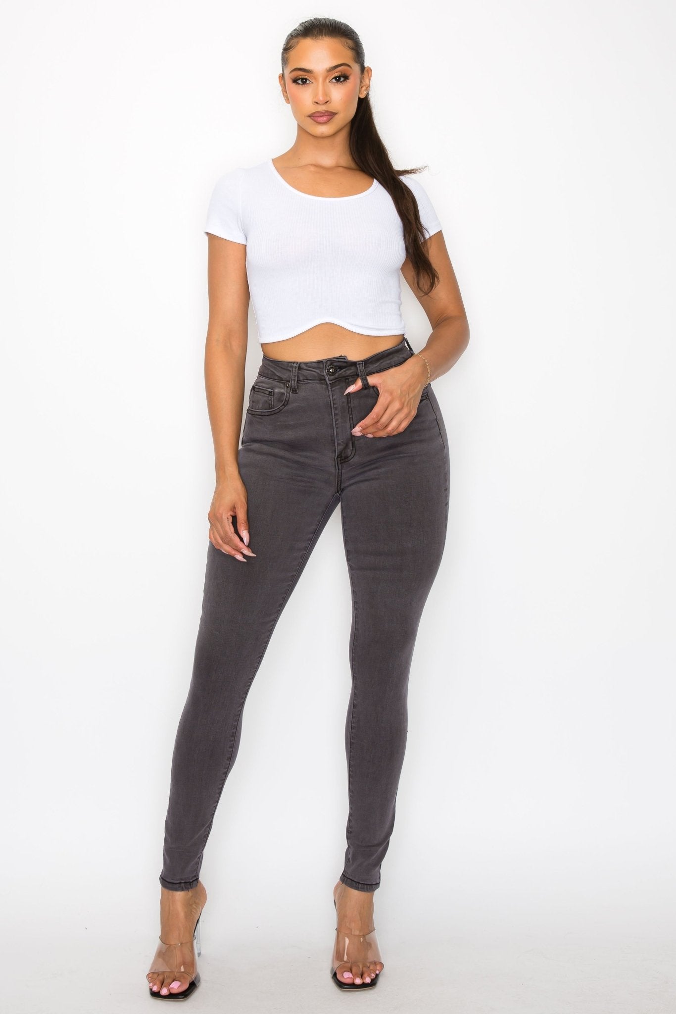 I'm Good High Rise Skinny Jeans - Dark Gray - 2 Cute