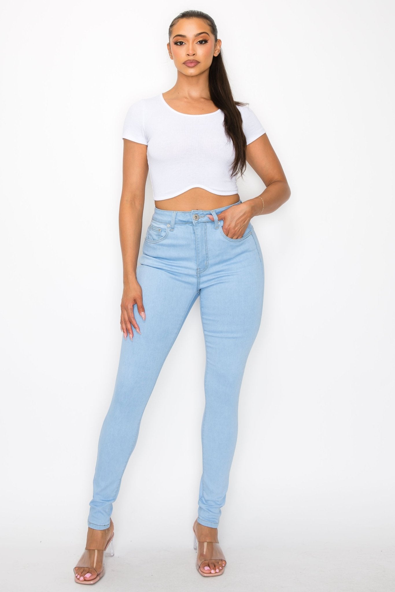 I'm Good High Rise Skinny Jeans - Light Blue - 2 Cute