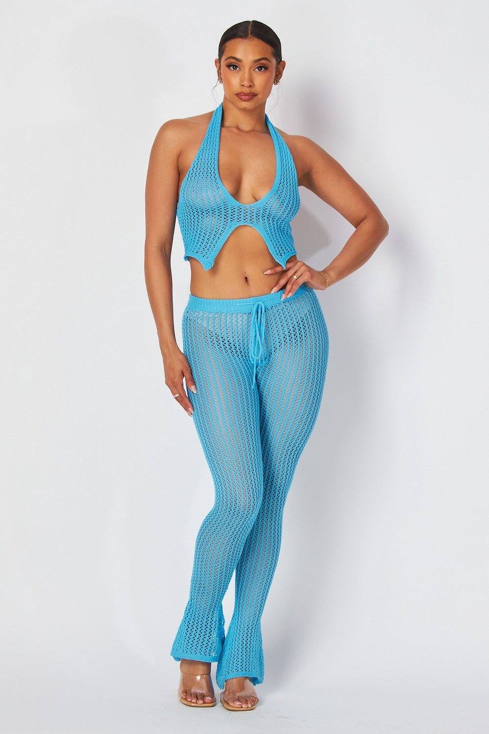 Island Girl Crochet Pant Set - Blue - 2 Cute