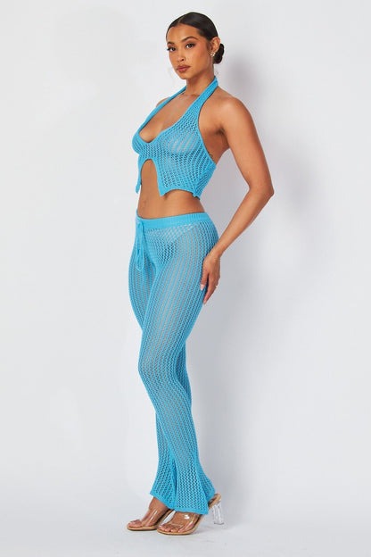 Island Girl Crochet Pant Set - Blue - 2 Cute