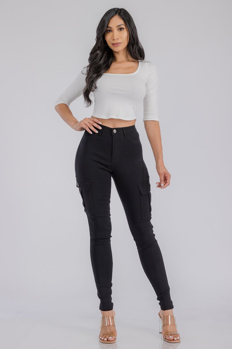 Jacqui Skinny Cargo Pant - Black - 2 Cute