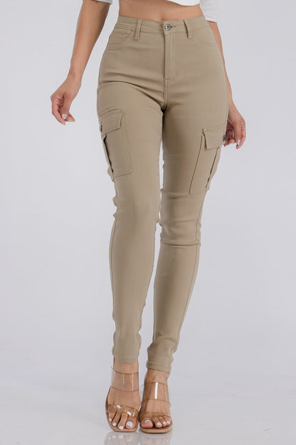 Jacqui Skinny Cargo Pant - Khaki - 2 Cute