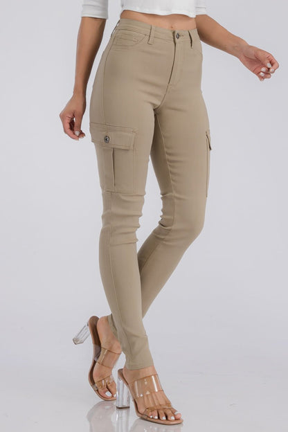 Jacqui Skinny Cargo Pant - Khaki - 2 Cute