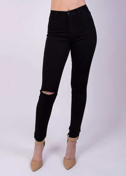 Jessica High Rise Knee Cut Skinny Jeans - Black - 2 Cute