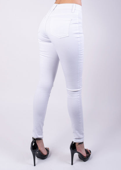 Jessica High Rise Knee Cut Skinny Jeans - White - 2 Cute