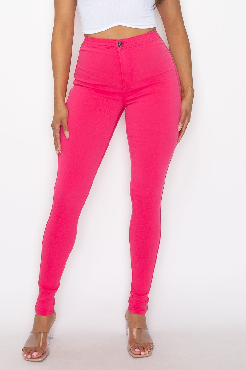 Jocelyn High Rise Stretch Skinny Pants - Fuschia - 2 Cute