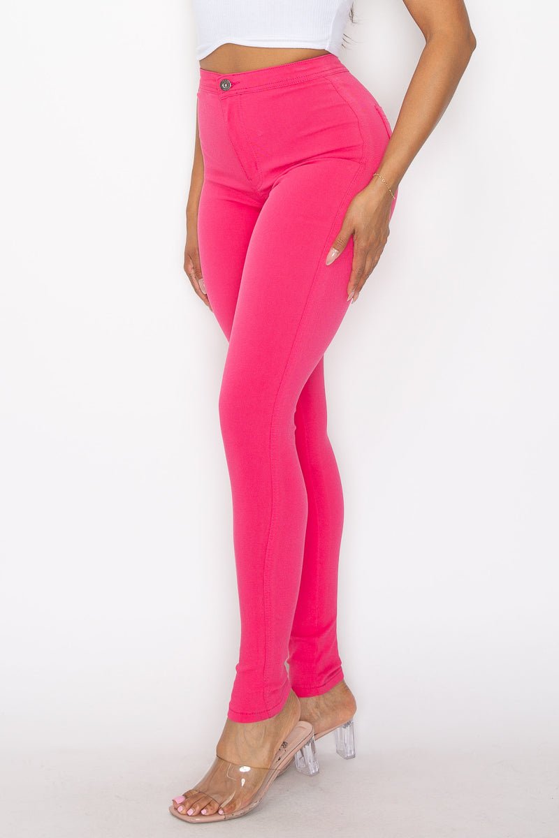 Jocelyn High Rise Stretch Skinny Pants - Fuschia - 2 Cute