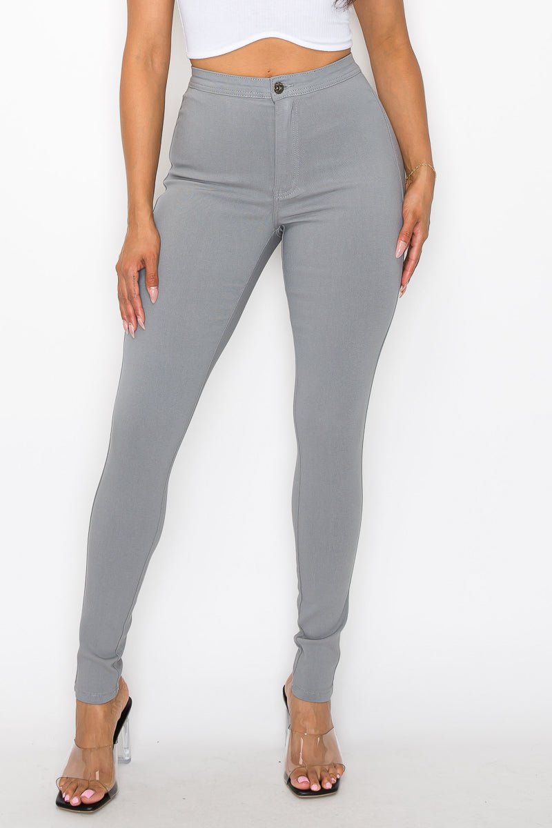 Jocelyn High Rise Stretch Skinny Pants - Gray - 2 Cute