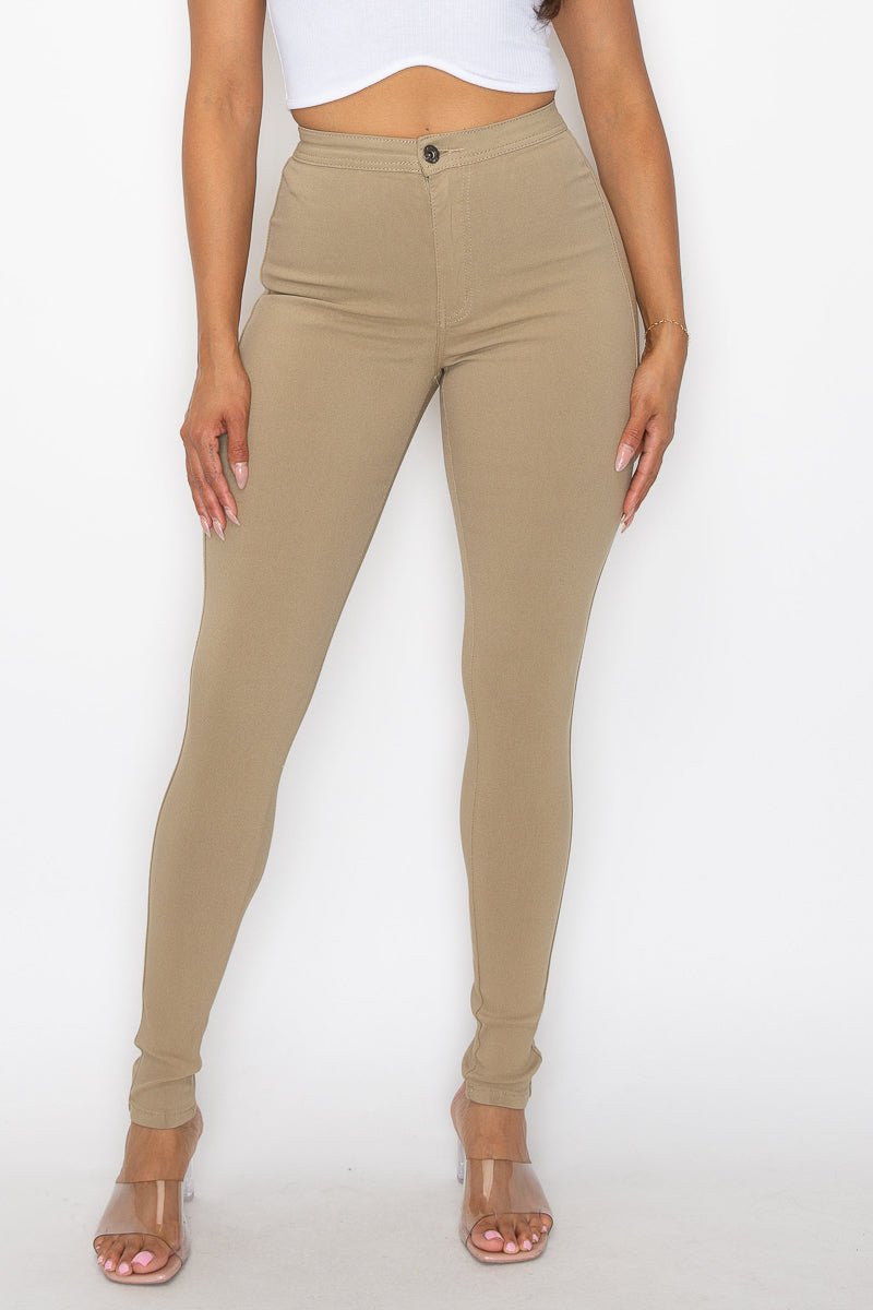 Jocelyn High Rise Stretch Skinny Pants - Khaki - 2 Cute