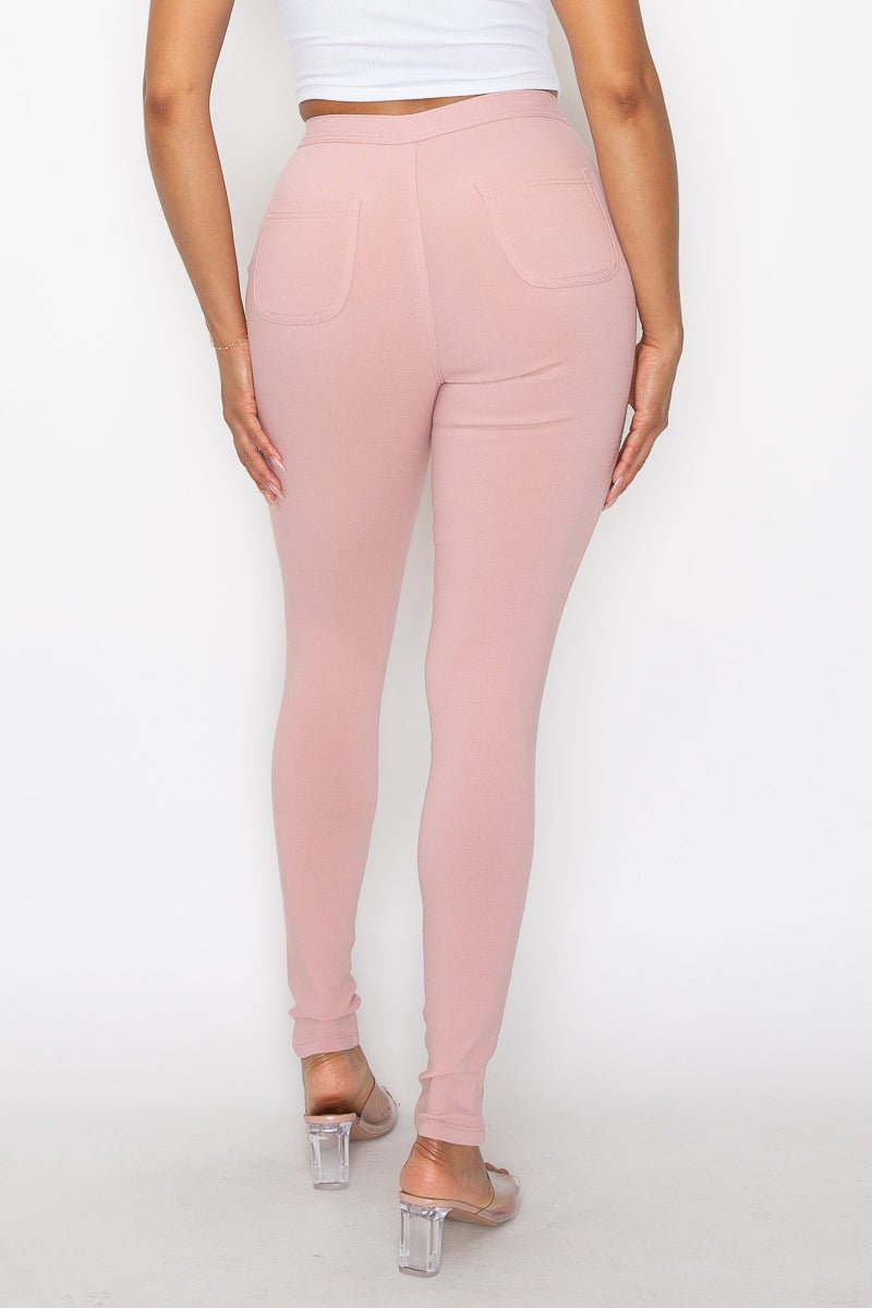 Jocelyn High Rise Stretch Skinny Pants - Pink - 2 Cute