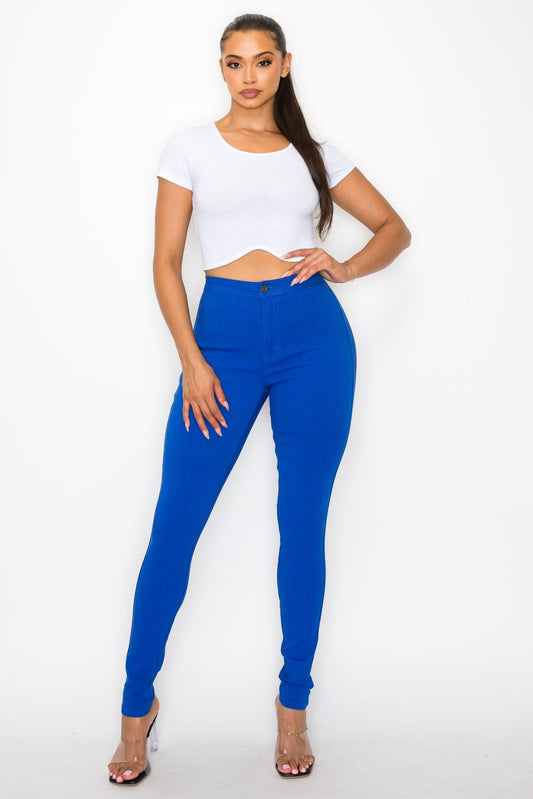 Jocelyn High Rise Stretch Skinny Pants - Royal Blue - 2 Cute