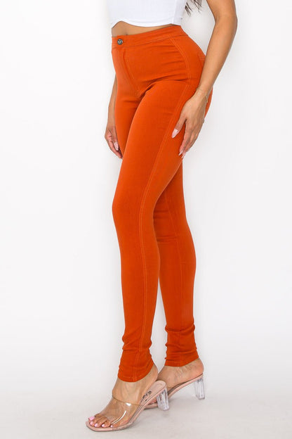 Jocelyn High Rise Stretch Skinny Pants - Rust - 2 Cute