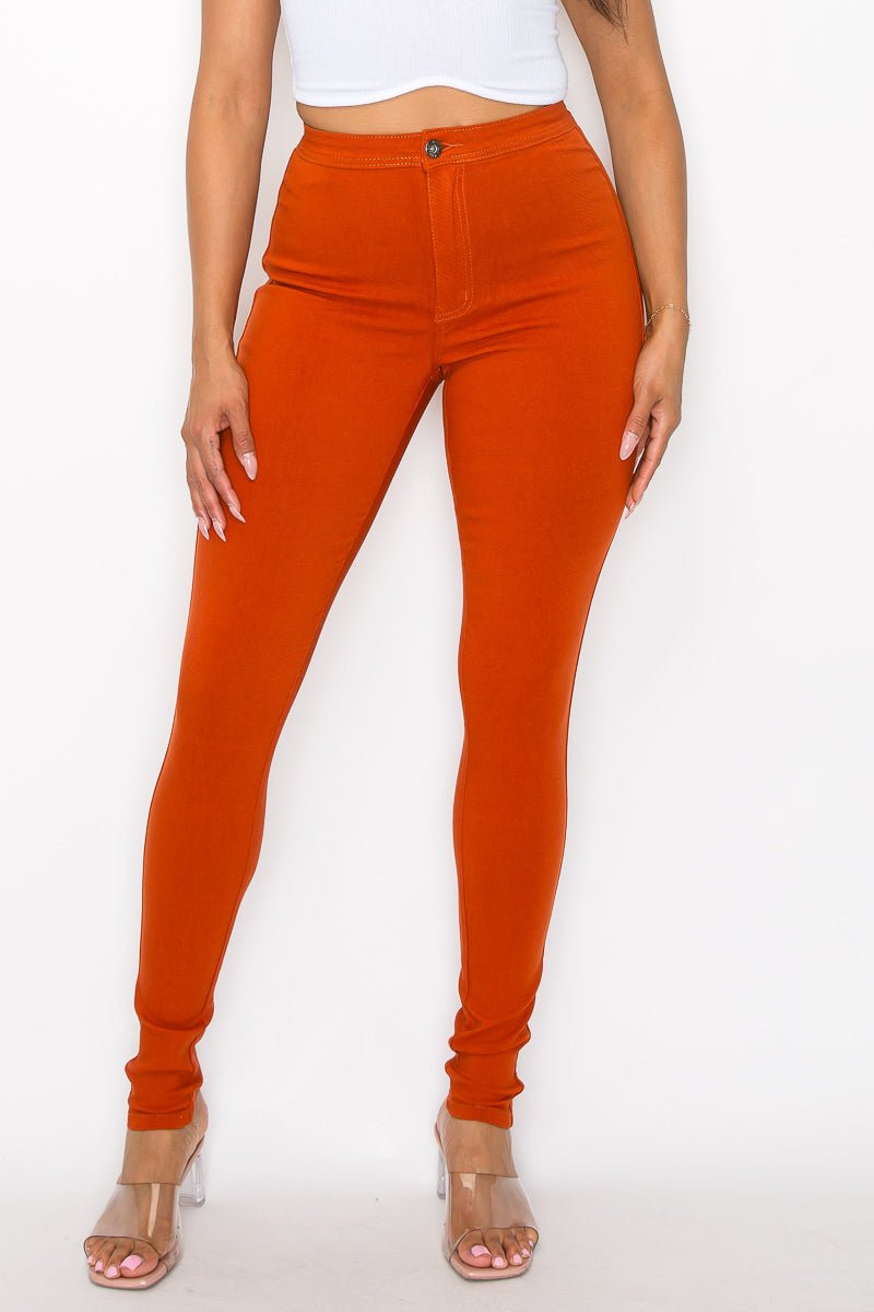 Jocelyn High Rise Stretch Skinny Pants - Rust - 2 Cute