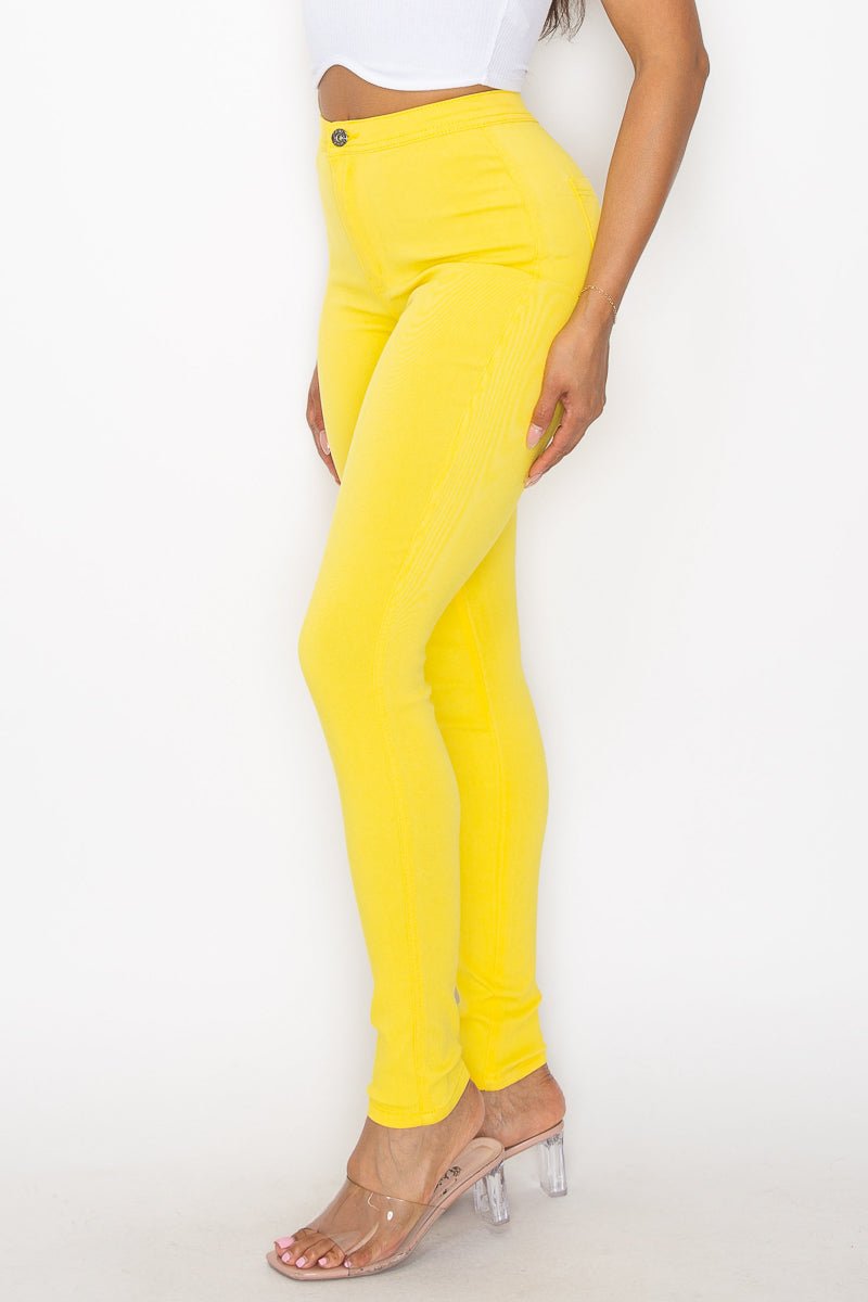 Jocelyn High Rise Stretch Skinny Pants - Yellow - 2 Cute