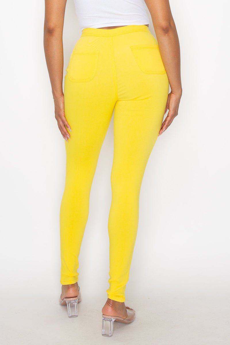 Jocelyn High Rise Stretch Skinny Pants - Yellow - 2 Cute