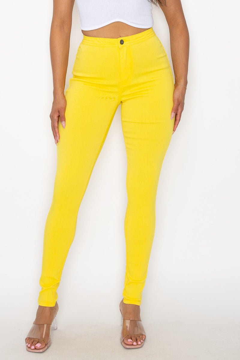 Jocelyn High Rise Stretch Skinny Pants - Yellow - 2 Cute