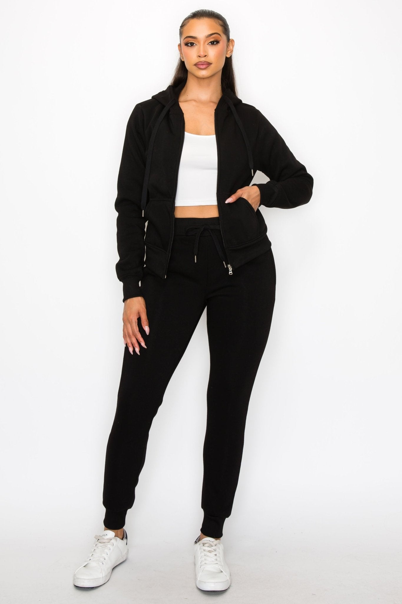 Just Loungin' Jogger Pant Set - Black - 2 Cute