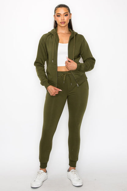 Just Loungin' Jogger Pant Set - Olive - 2 Cute