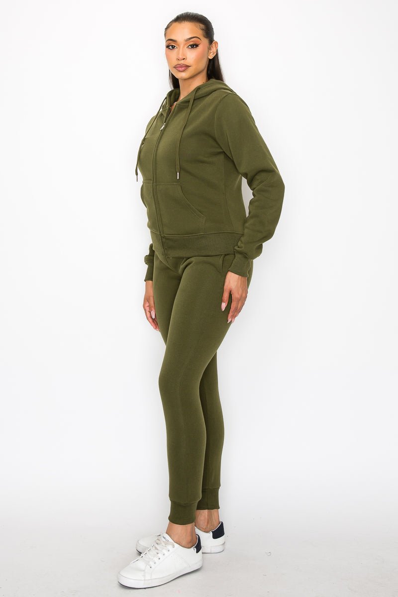 Just Loungin' Jogger Pant Set - Olive - 2 Cute