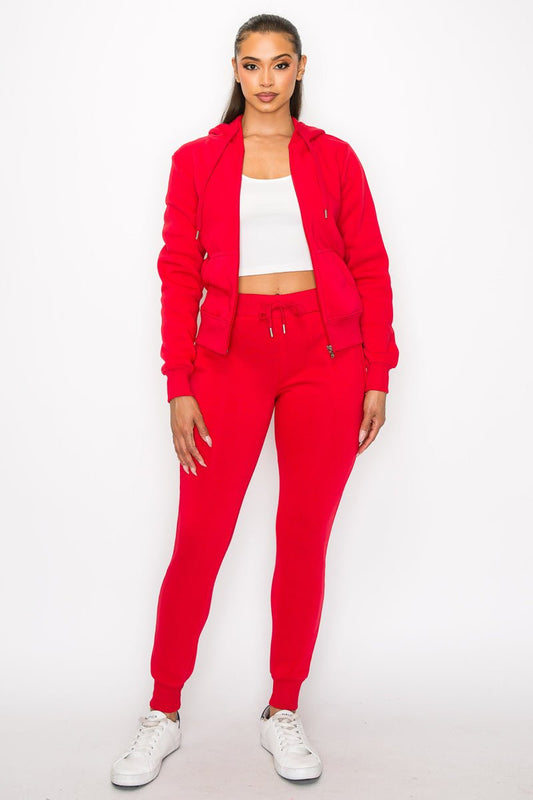 Just Loungin' Jogger Pant Set - Red - 2 Cute