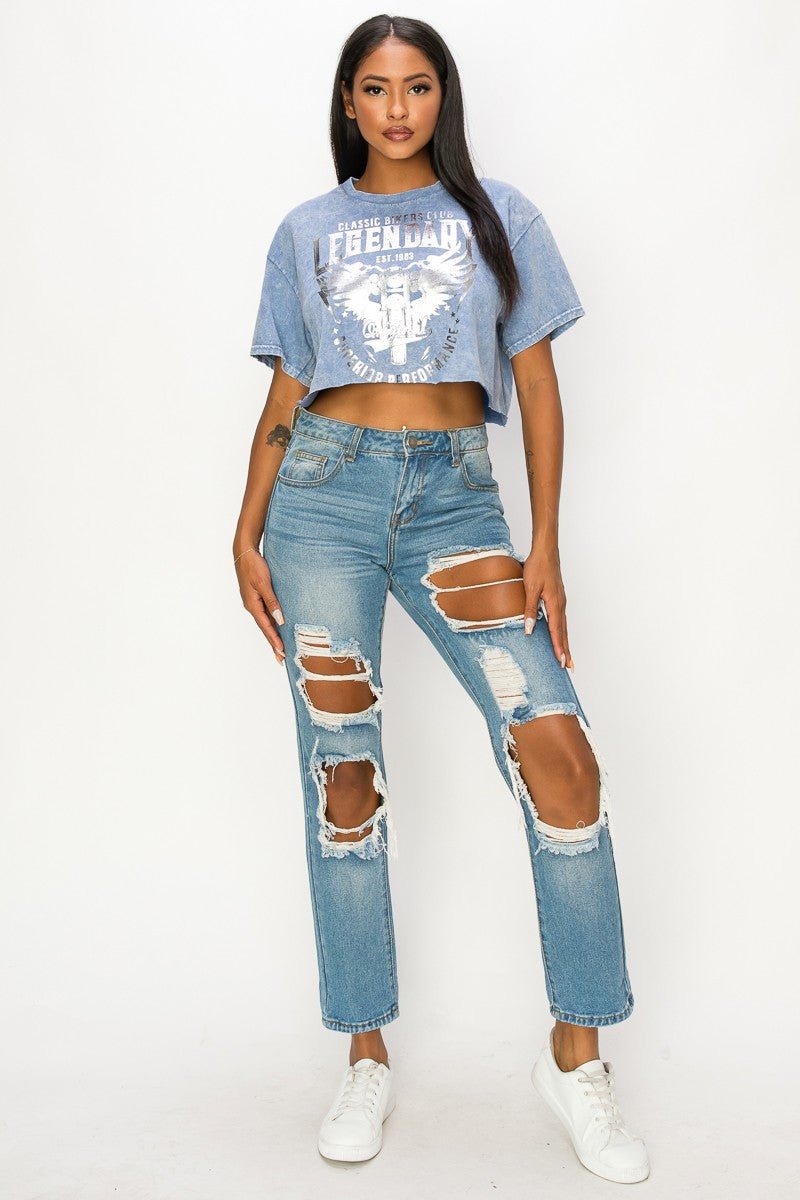 Legendary Cropped Tee - Light Blue - 2 Cute