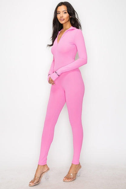 Lucky Label Jumpsuit - Pink - 2 Cute