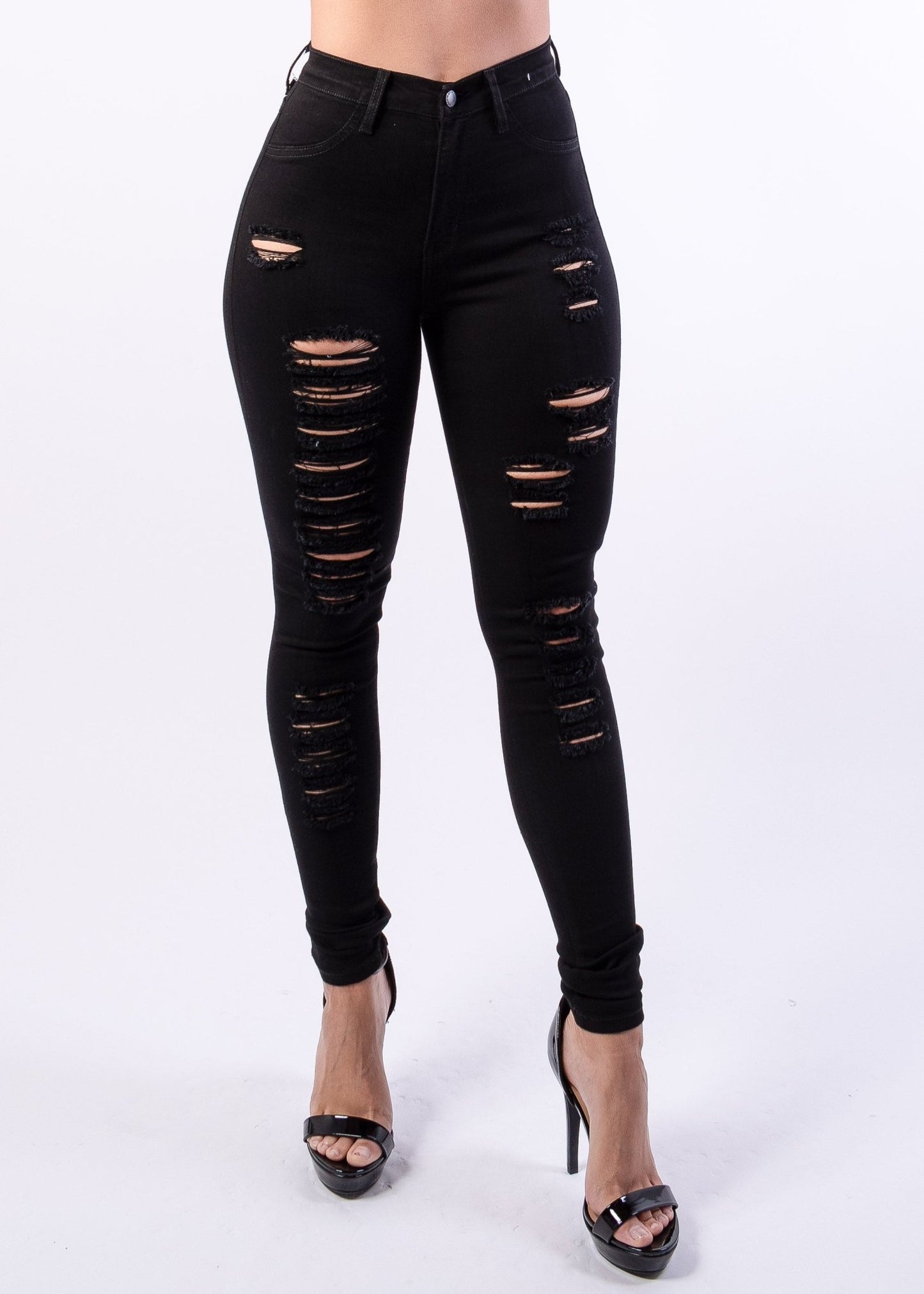 Monica Distressed Skinny Jeans - Black - 2 Cute