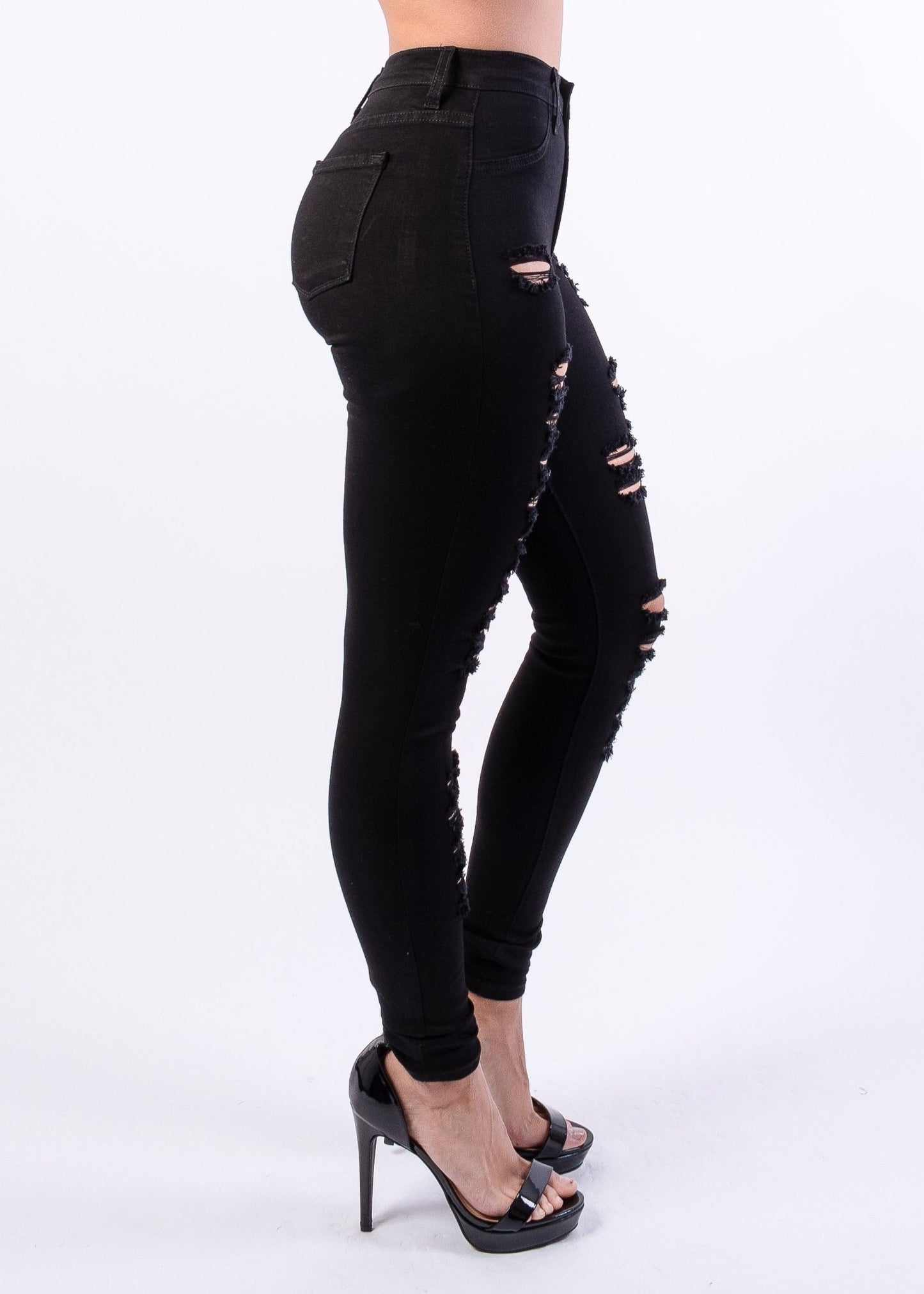 Monica Distressed Skinny Jeans - Black - 2 Cute