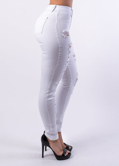 Monica Distressed Skinny Jeans - White - 2 Cute