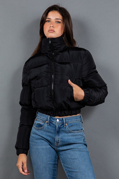 My Turn Cropped Puffer Jacket - Black - 2 Cute