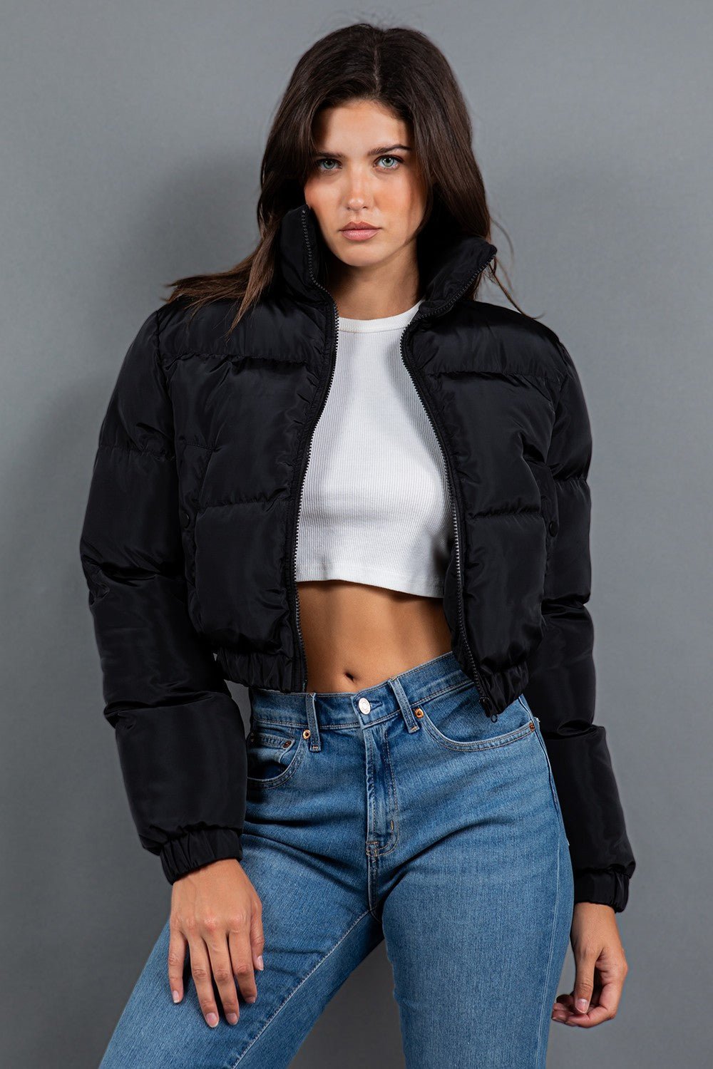 My Turn Cropped Puffer Jacket - Black - 2 Cute