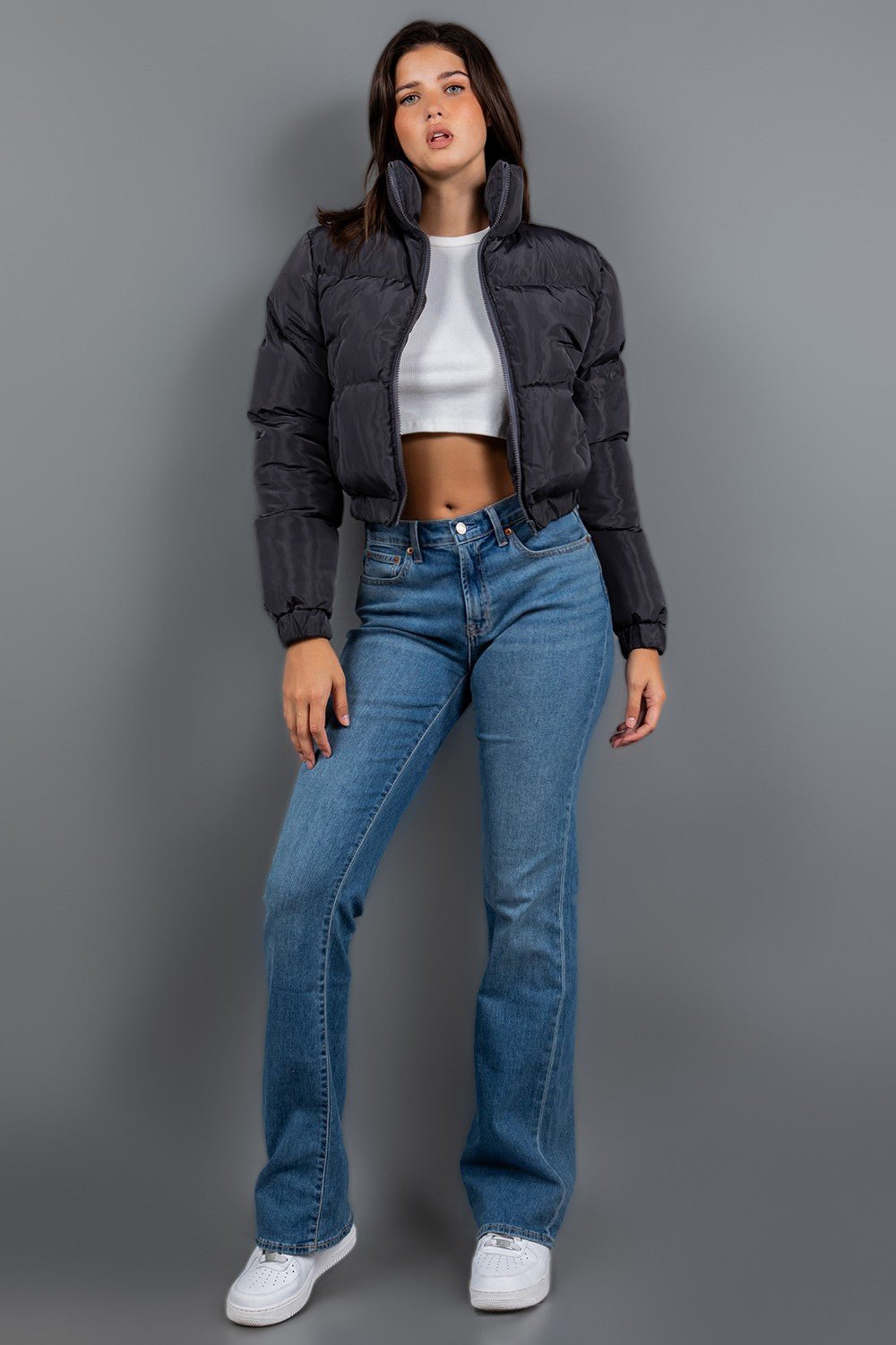 My Turn Cropped Puffer Jacket - Gray - 2 Cute