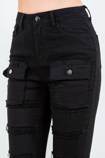 Nothing Else Cargo Stacked Pant - Black - 2 Cute