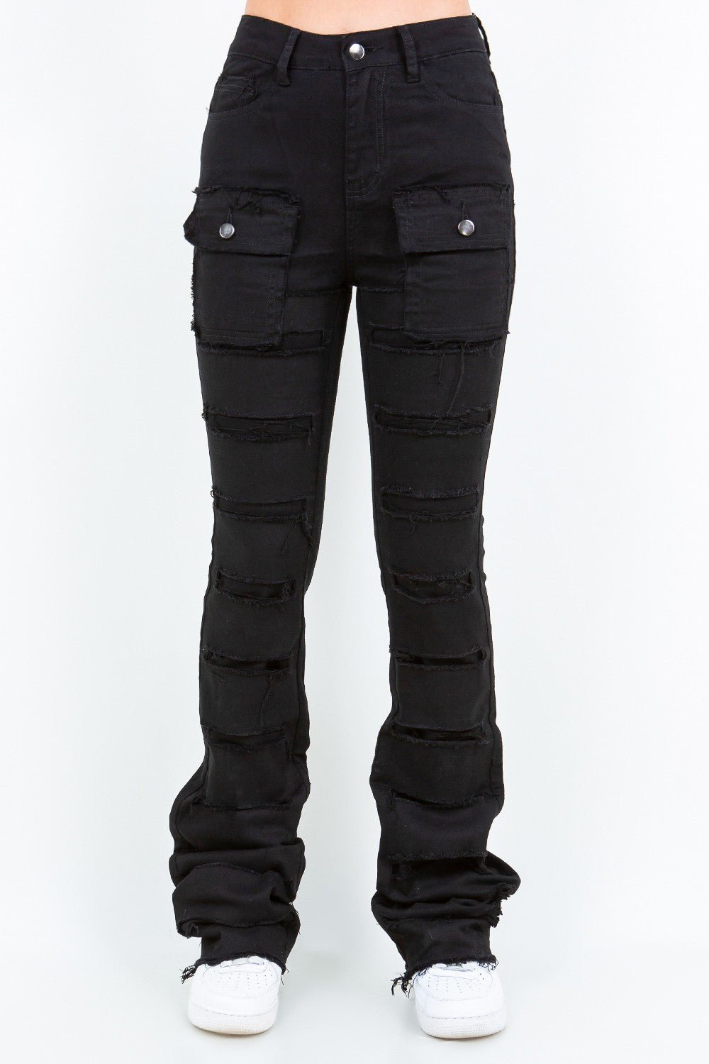 Nothing Else Cargo Stacked Pant - Black - 2 Cute