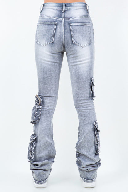 Only You Cargo Stacked Jean - Gray - 2 Cute