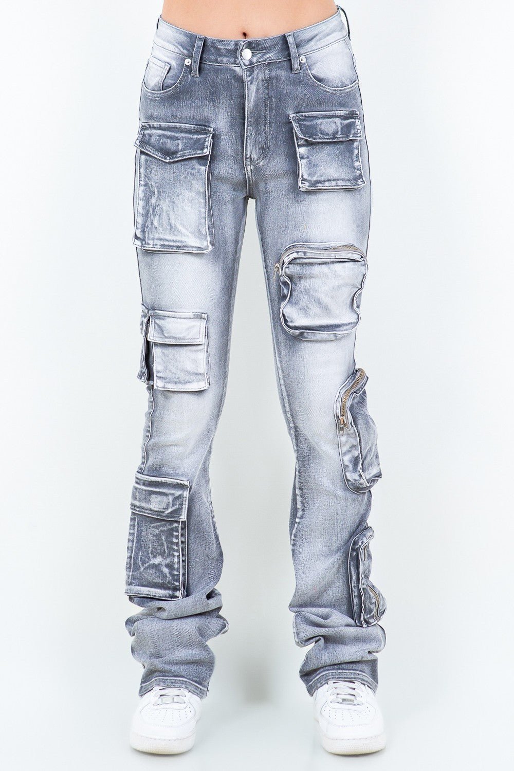 Only You Cargo Stacked Jean - Gray - 2 Cute